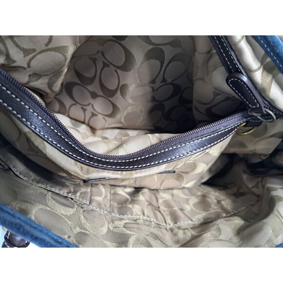 Vintage Coach Blue Suede Soho-Hampton Satchel 9507 Hobo Bag Purse Leather - Picture 11 of 12
